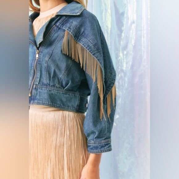 Denim Metal Fringe Jacket - Picture 7 of 7